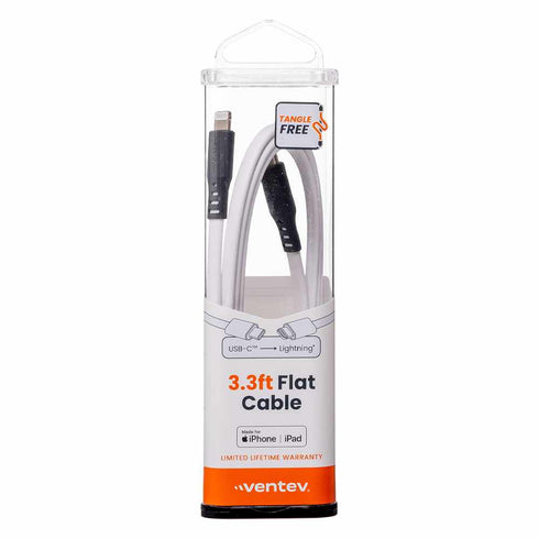 Ventev ChargeSync Flat USB-C to Lightning Cable 3ft FC3WHT256525